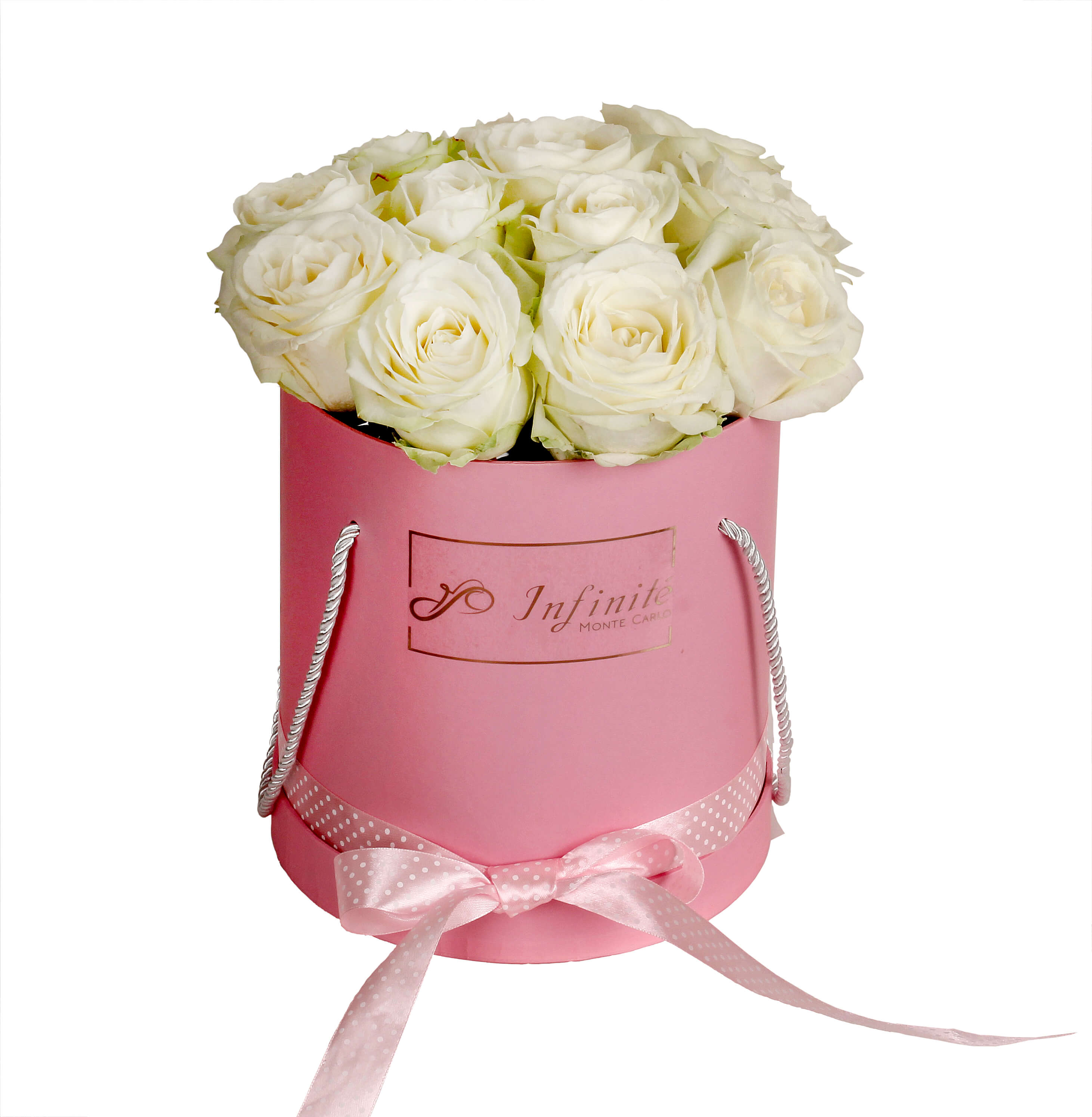 Pink Box White roses